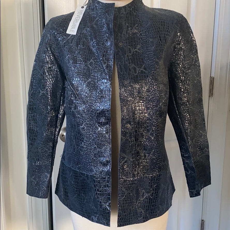 Chico’s Reversible Leather Jacket Blazer Snake Nwt